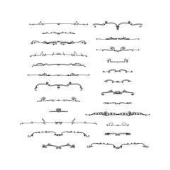 A set of decorative text dividers. black and white isolated illustration