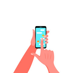 Smartphone in hand. Vector illustration
