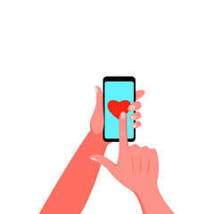 Smartphone in hand. Vector illustration