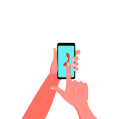 Smartphone in hand. Vector illustration