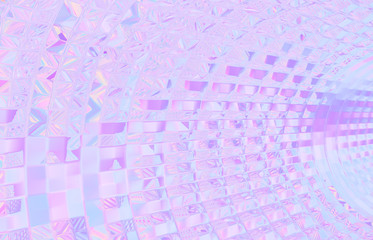 3d render. Abstract geometric crystal background, iridescent texture, faceted gem.