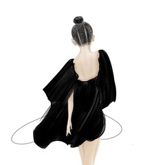 back figure of a girl with braided bun hairstyle