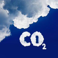 formula of carbon dioxide against the sky