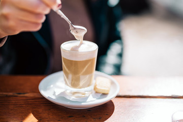 Drinking latte