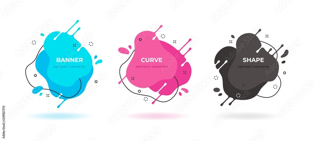 Poster memphis banner shape. abstract graphic element, modern fluid design design, minimal liquid geometric