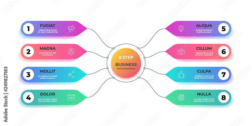 Poster Step 3D infographic. Realistic circle graphic chart, round business graph layout, step presentation. Vector 3D workflow banner