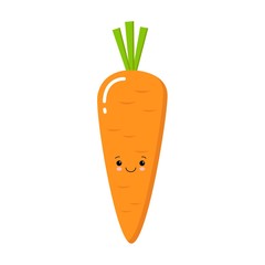 Vector Cartoon Cute Carrot Icon Isolated On White Background