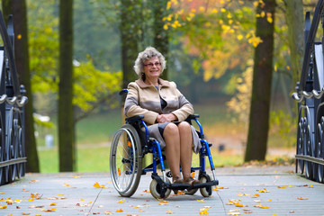 older woman on wheelchair in the park