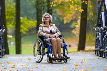 older woman on wheelchair in the park