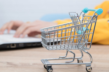 buy cart with computer, shopping online