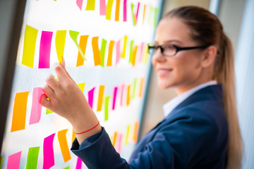 Beautiful female employee with many conflicting priorities 