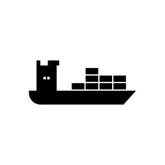 The cargo ship icon, with container loads in the export-import shipping process; EPS 10 - vector