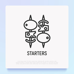 Starters, appetizers thin line icon. Modern vector illustration for restaurant menu.