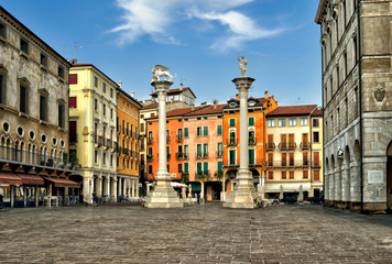 Vicenza, Italy. View of Piazza dei Signori in Vicenza, Italy on September 5, 2016. Vicenza is located at the northeast of Italy, where is also listed as a World Heritage Site.