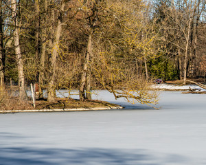 island in a frozen lake