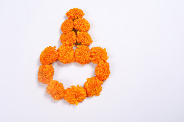 Marigold Flower rangoli Design for Diwali Festival , Indian Festival flower decoration
