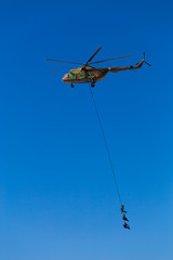 Fototapeta premium Russian special forces despatch from the helicopter
