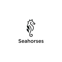 Seahorse logo design template. Awesome a seahorse logo. A double seahorse lineart logotype. © g234t_d4y