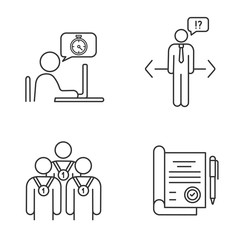 Business ethics linear icons set