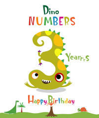Number 3 in the form of a dinosaur © azzzya