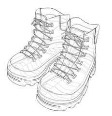 Mens boot concept. Vector rendering of 3d