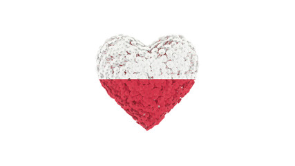 Independence day Poland. 11 November. Flowers forming heart shape. 3D rendering.
