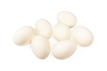 Eggs chicken white. Isolated on a white background.