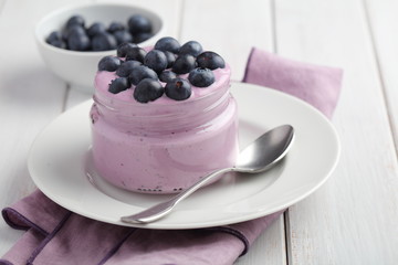 Blueberry yogurt with fresh berries