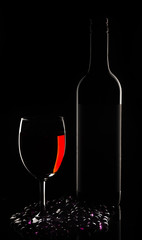 Wine glass and bottle