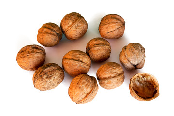 Walnuts. Isolated on white background.