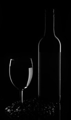 Wine glass and bottle