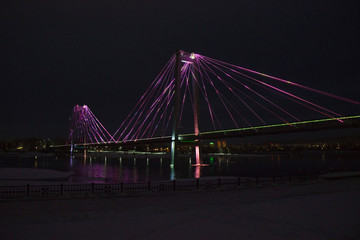Russia, Krasnoyarsk, February 2019: Vinogradovsky Bridge.