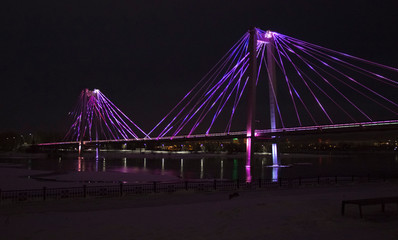 Obraz premium Russia, Krasnoyarsk, February 2019: Vinogradovsky Bridge.