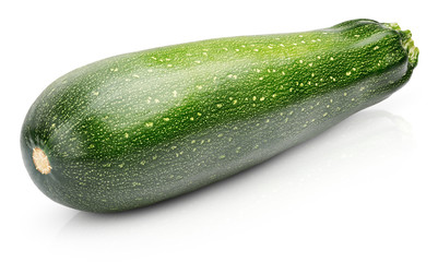 Ripe zucchini or courgette isolated on white background with clipping path. Full depth of field.