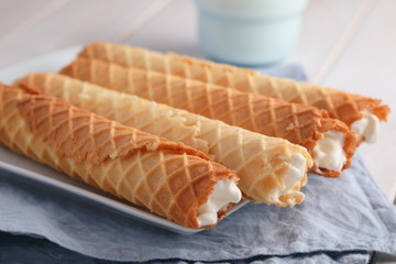 Gaufres de Montcuq, rolled wafers with cream filling