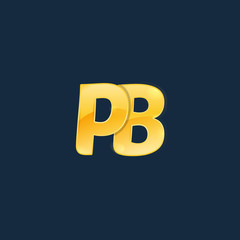 Initial letters PB, P, B with logo design inspiration gold metallic texture, trendy, 3d glossy texture, overlapping, based alphabet logo for media company identity, isolated on black background.