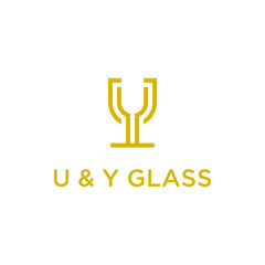 Glass logo design template. Awesome a glass with letter u & y logo. A glass with letter u & y lineart logotype. © g234t_d4y