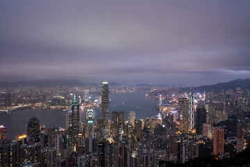 Night view from Lugard Road, Hong Kong 