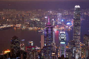 Night view from Lugard Road, Hong Kong 