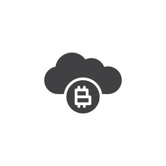 Cryptocurrency cloud mining vector icon. filled flat sign for mobile concept and web design. Bitcoin cloud simple glyph icon. Virtual money symbol, logo illustration. Pixel perfect vector graphics