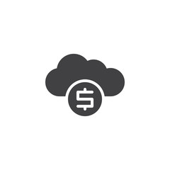 Cloud money vector icon. filled flat sign for mobile concept and web design. Dollar coin with cloud computing simple glyph icon. Symbol, logo illustration. Pixel perfect vector graphics
