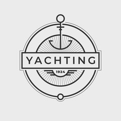 Yachting club logo set. Yachting, yahct club logo set with boad, sail. Yacht sport. Vector illustration.