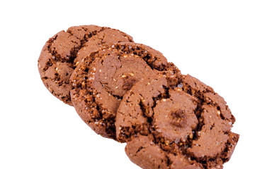 Chocolate chip cookie on white background