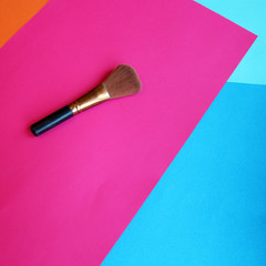 background cosmetics powder brush blue pink orange
