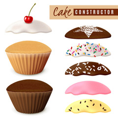 Designer options for muffins, cupcake in realism