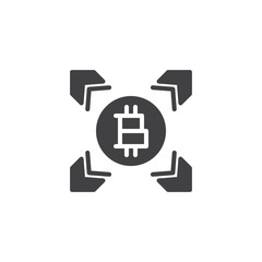 Bitcoin transfer arrows vector icon. filled flat sign for mobile concept and web design. Cryptocurrency money exchange simple glyph icon. Symbol, logo illustration. Pixel perfect vector graphics