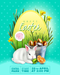 Banner with Easter bunny and big egg