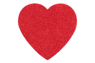 Glitter red heart isolated over white