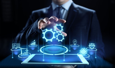 Business process automation industrial technology innovation optimisation concept.