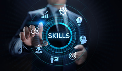 Skills Education Learning Personal development Competency Business concept. - obrazy, fototapety, plakaty